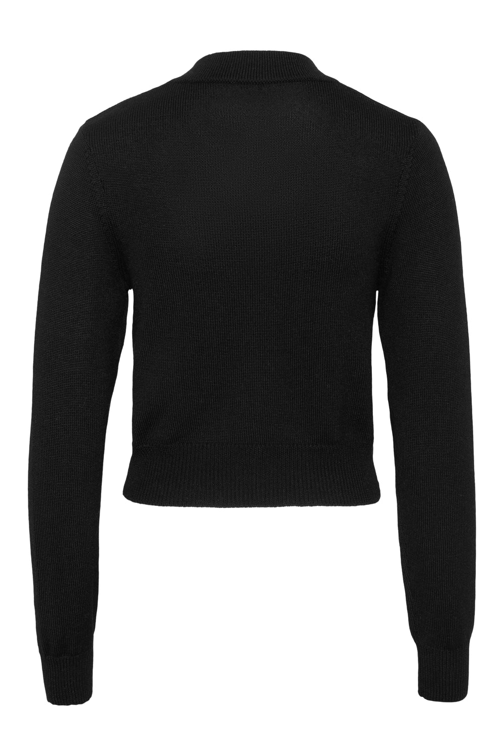 Klassisk sort ullcardigan med perleknapper og tidløs design - perfekt til høst og vinter