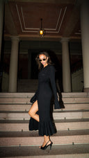 Peplum Cashmere Dress Black