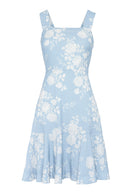 Floral summer dress featuring short sleeves and feminine fit.