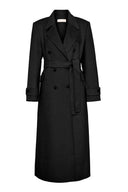 Klassisk, dobbeltspent ullkåpe i sort - fin til høst og vinter