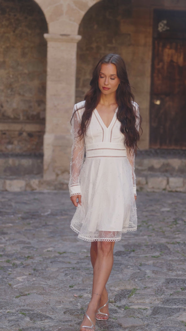 Ellie Mini Dress White Lace  LOVE LOLINA