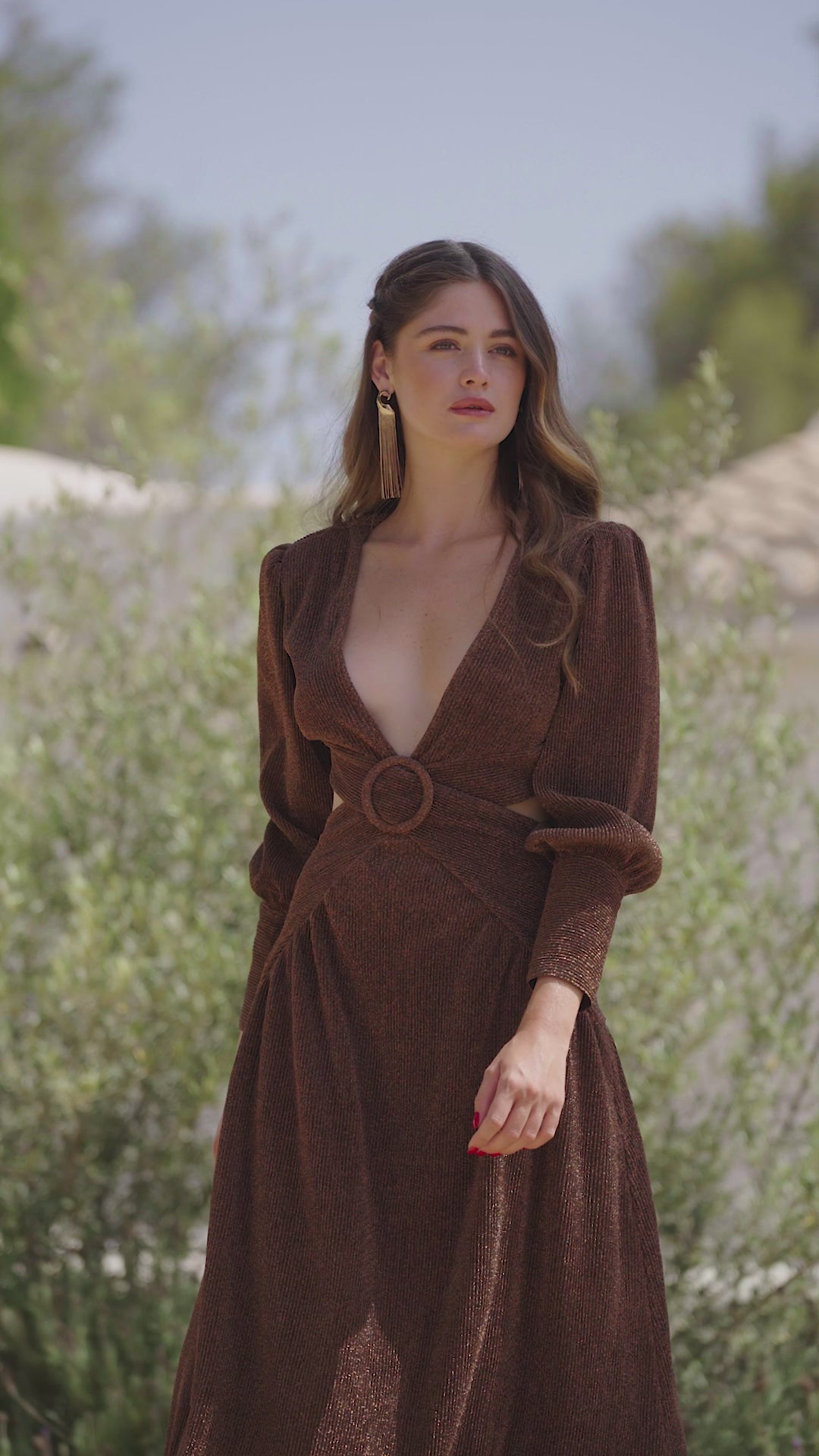 Mabel Maxi Dress Brown Glitter