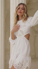 Arden Mini Dress White w/ Embroidery